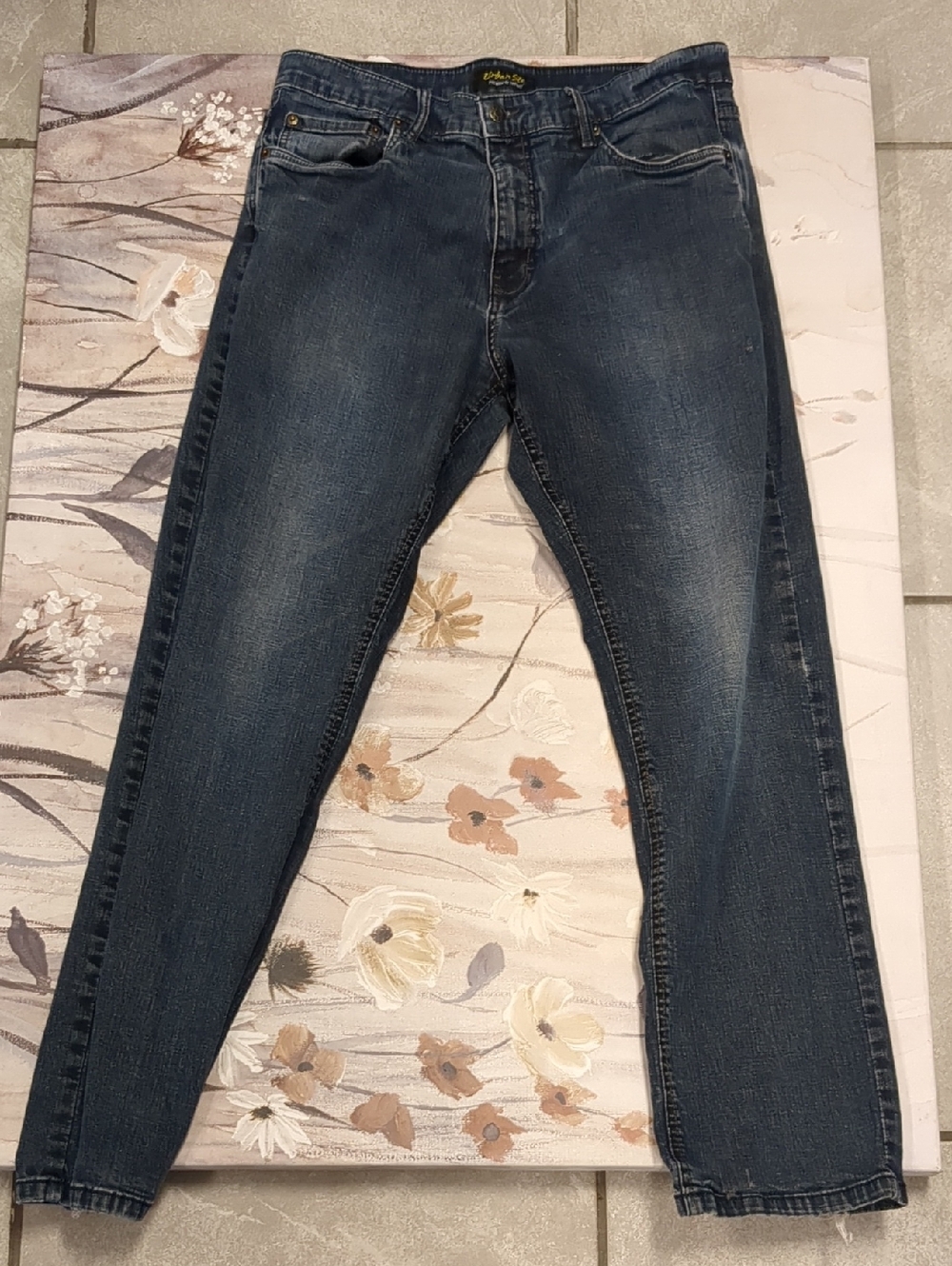 Men's Dark Blue Straight Jeans